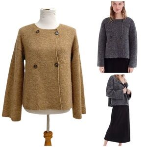 Collection by J. Crew - Double Breasted Knit Cardigan Jacket | Tan Camel, Small